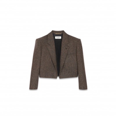 YSL CROPPED JACKET IN CHEVRON TWEED 692479Y7E582013